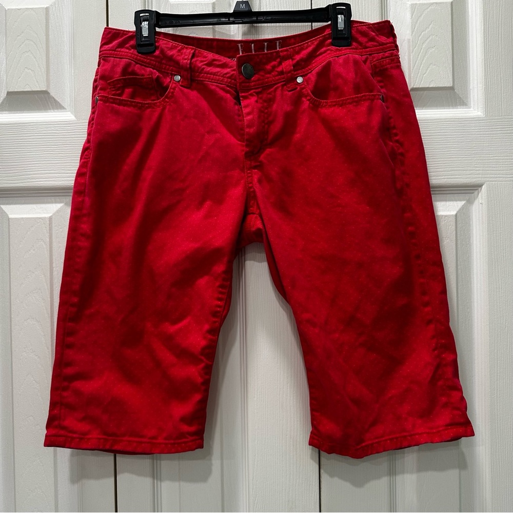 Elle Red Jean Shorts Vibrant Casual Style